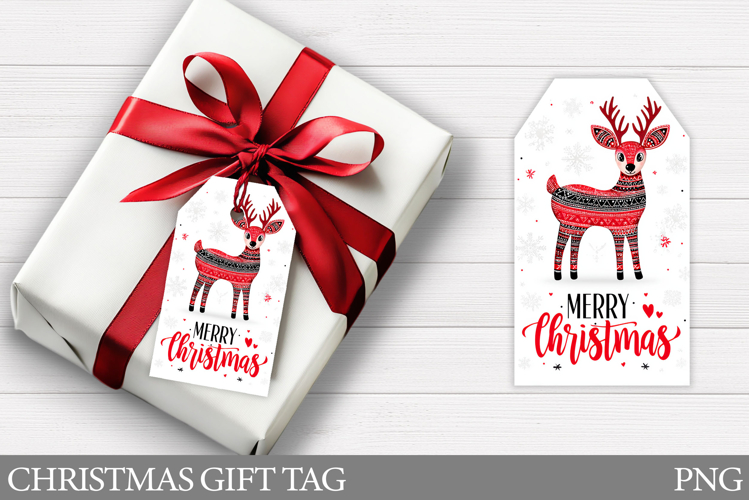 Reindeer Gift Tag Printable. Christmas Gift Tag Design