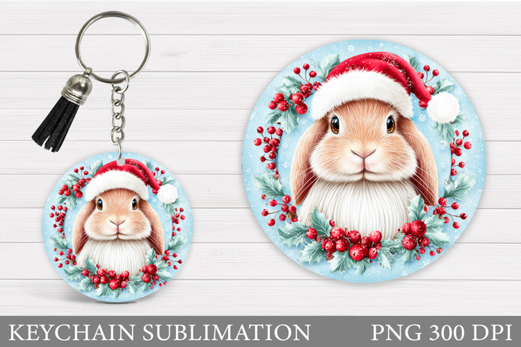 Christmas Bunny Keychain. Christmas Keychain Design