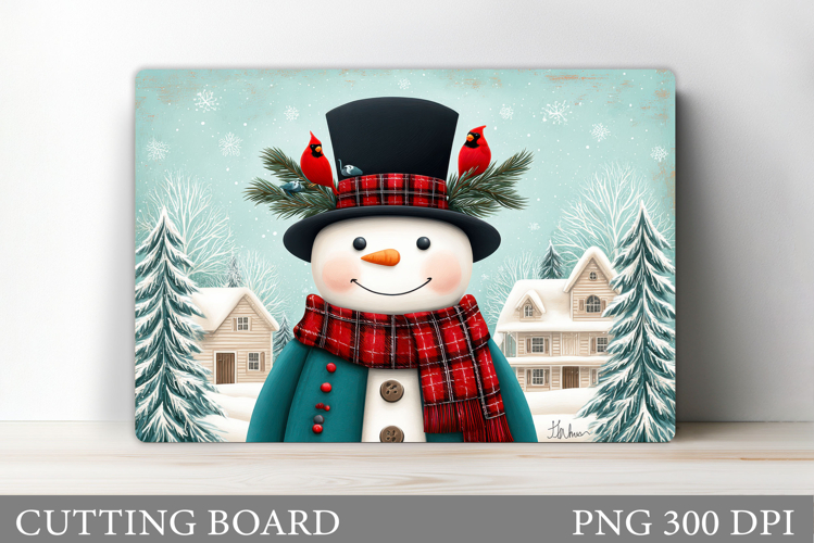 Christmas Cutting Board. Snowman Cutting Board Sublimation