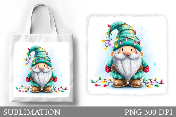 Christmas Gnome Tote Bag. Christmas Tote Bag Sublimation