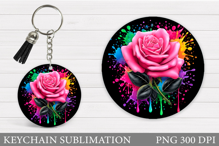 Roses Keychain Sublimation. Flowers Keychain Design