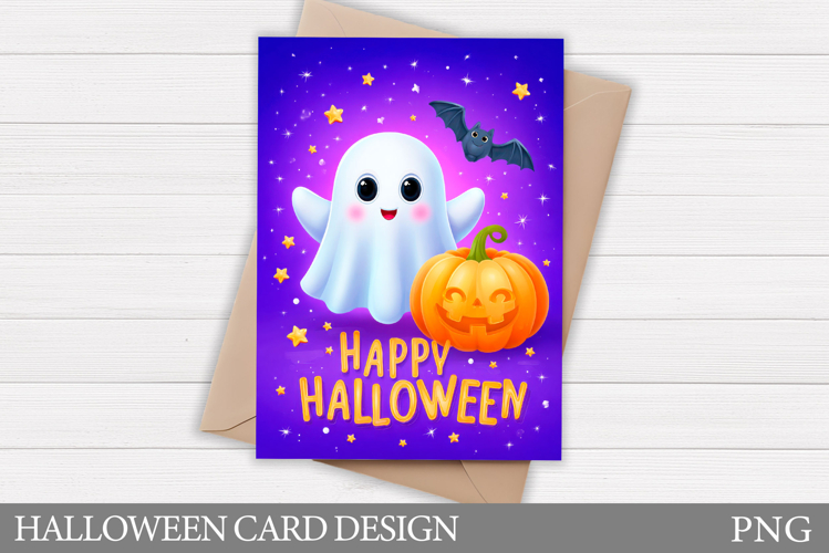 Cute Halloween Card Design. Halloween Ghost Card Printable