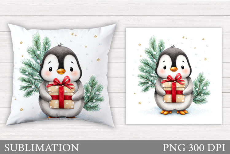 Christmas Penguin Pillow. Christmas Pillow Design