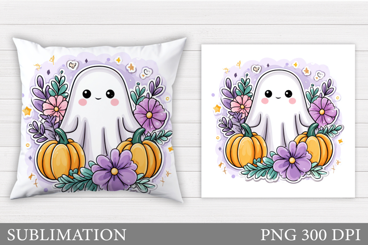 Cute Ghost Pillow Design. Cute Halloween Sublimation