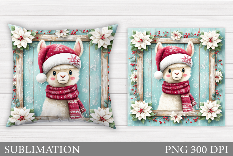 Christmas Lama Pillow Design. Christmas Pillow Sublimation