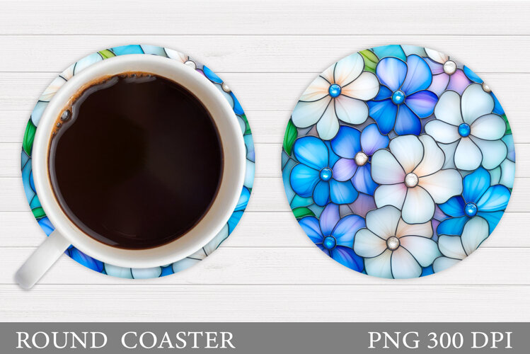 Flowers Round Coaster Sublimation. Flowers Coaster Design example image 1