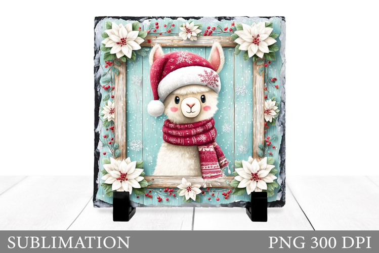 Christmas Lama Sublimation. Christmas Lama Slate Design