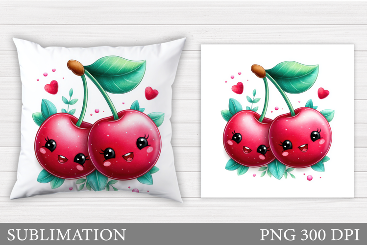 Cute Cherry Pillow Design. Cute Cherry Sublimation