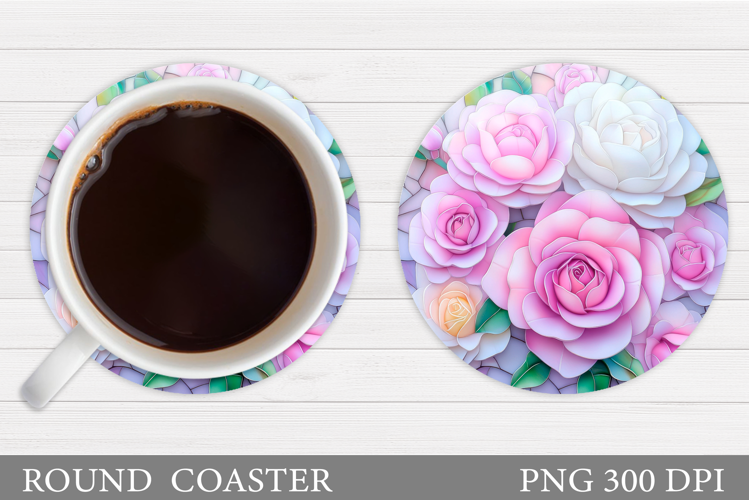 Roses Coaster Sublimation. Flowers Coaster Design