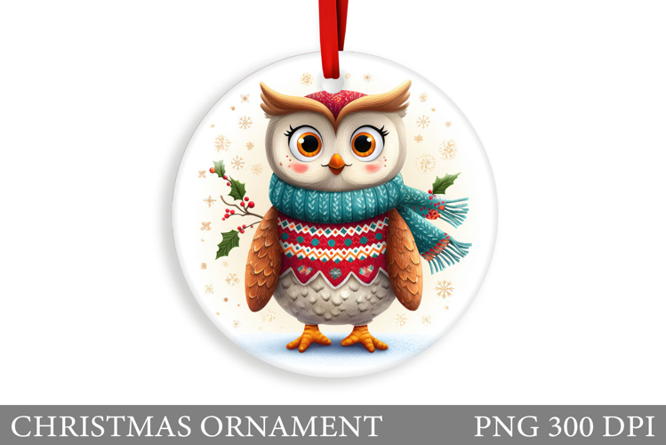 Cute Owl Christmas Ornament. Christmas Ornament Sublimation