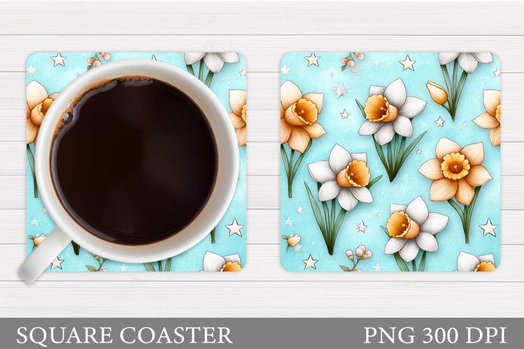 Daffodils Coaster Design. Flowers Coaster Sublimation