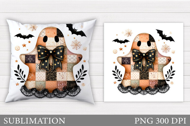 Cute Ghost Pillow Design. Halloween Pillow Sublimation example image 1