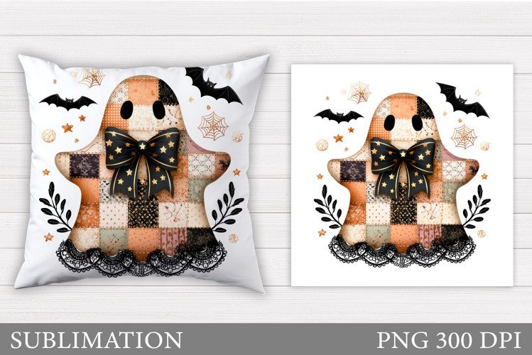 Cute Ghost Pillow Design. Halloween Pillow Sublimation