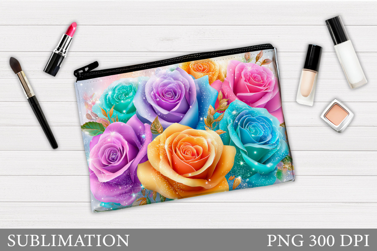 Roses Makeup Bag Sublimation. Floral Makeup Bag Design example image 1
