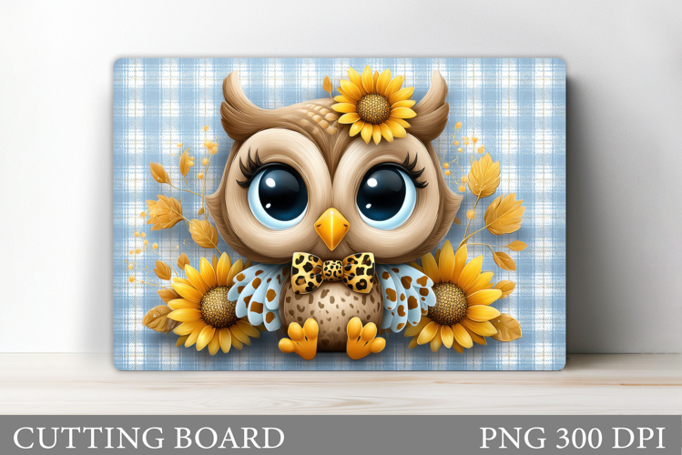 Cute Owl Cutting Board. Owl Flowers Kitchen Cutting Board