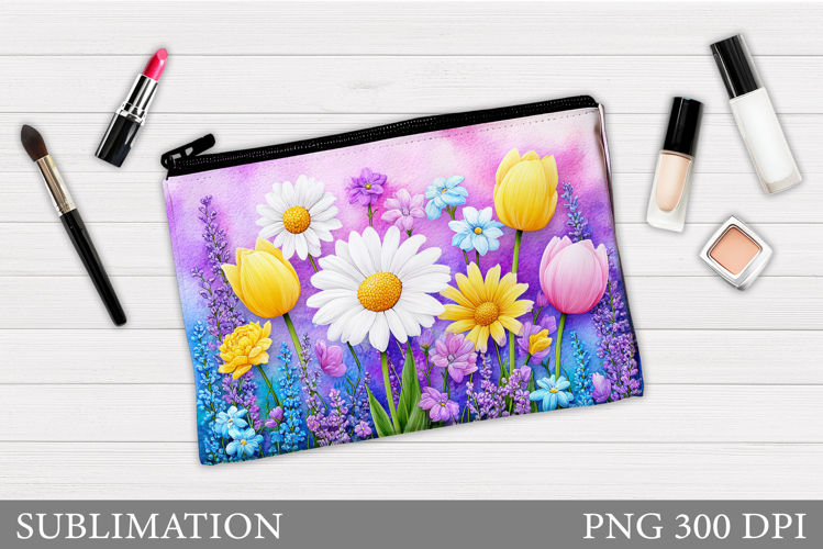 Flowers Makeup Bag Design. Flowers Cosmetics Bag Sublimation