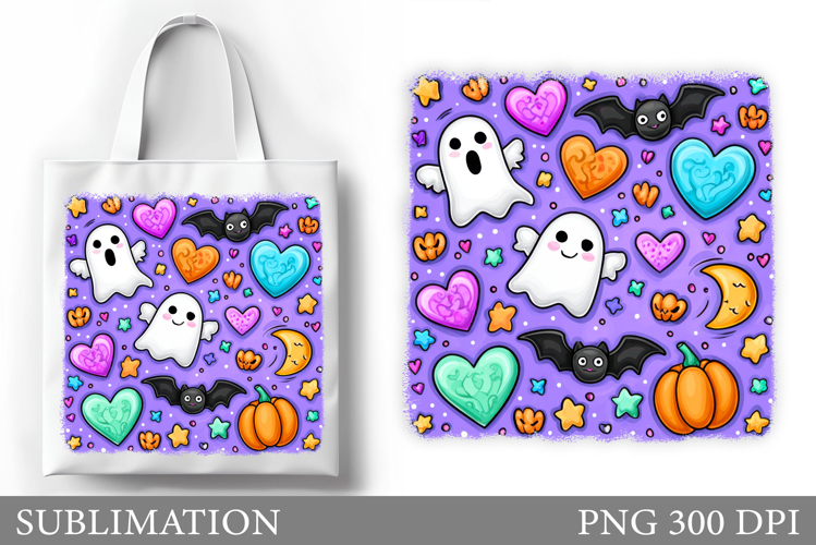 Cute Ghost Tote Bag Design. Cute Halloween Sublimation