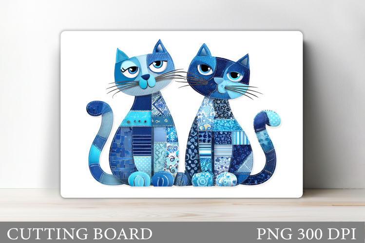 Patchwork Cats Cutting Board. Patchwork Cats Sublimation