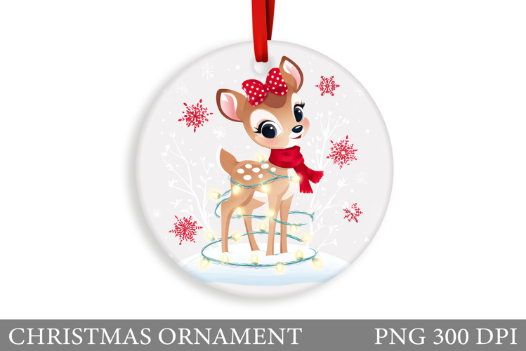 Cute Deer Christmas Ornament. Christmas Deer Ornament Design