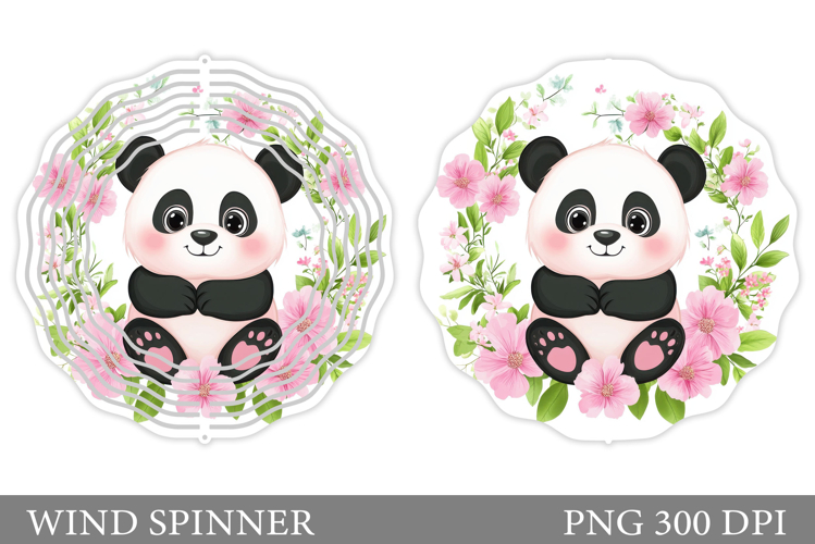 Cute Panda Wind Spinner. Panda Flowers Wind Spinner Design example image 1