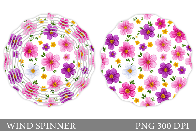 Flowers Wind Spinner Design. Floral Wind Spinner Sublimation