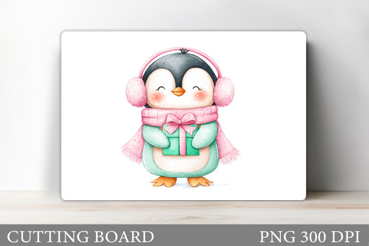 Cute Penguin Cutting Board. Christmas Cutting Board Design example image 1