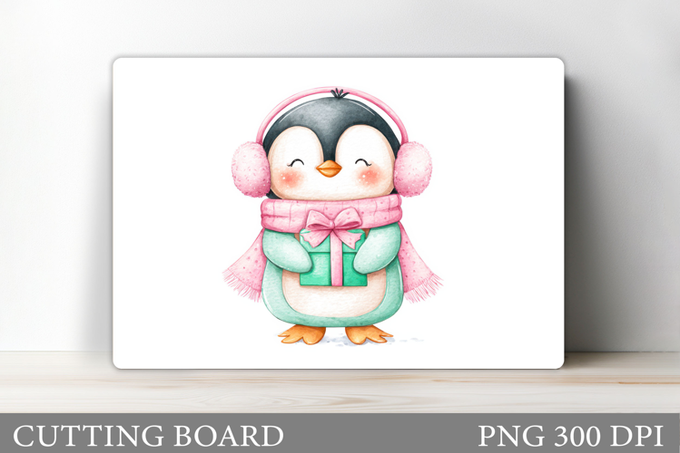 Cute Penguin Cutting Board. Christmas Cutting Board Design