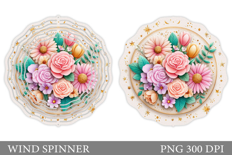 Floral Wind Spinner Sublimation. Flowers Wind Spinner Design example image 1