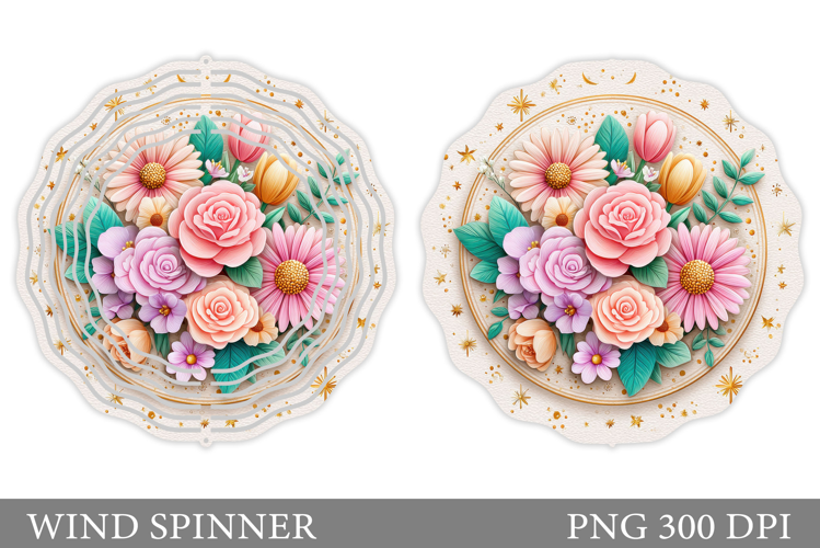 Floral Wind Spinner Sublimation. Flowers Wind Spinner Design