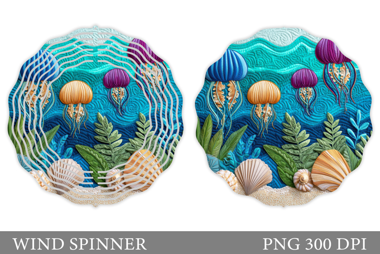 Jellyfish Wind Spinner Sublimation. Sea Wind Spinner Design