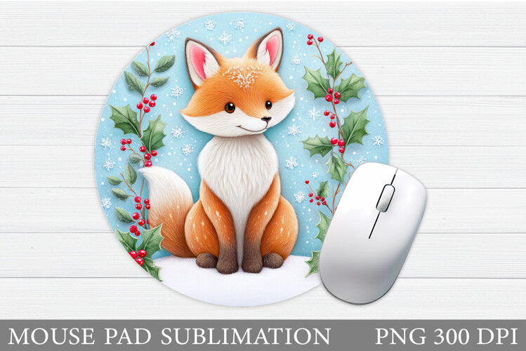Christmas Fox Mouse Pad. Christmas Mouse Pad Sublimation example image 1