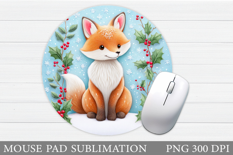 Christmas Fox Mouse Pad. Christmas Mouse Pad Sublimation