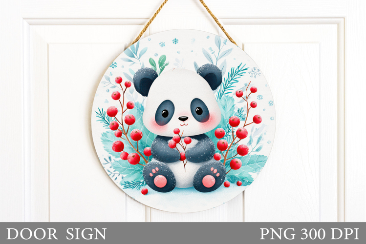 Christmas Panda Door Sign. Christmas Door Sign Sublimation
