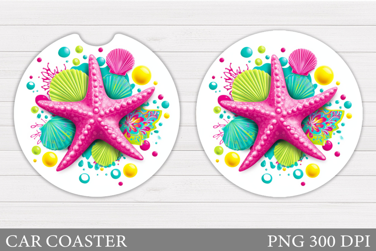 Starfish Car Coaster Design. Sea Car Coaster Sublimation