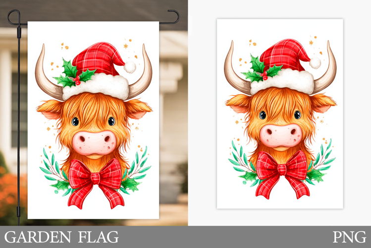 Christmas Cow Garden Flag. Christmas Garden Flag Design