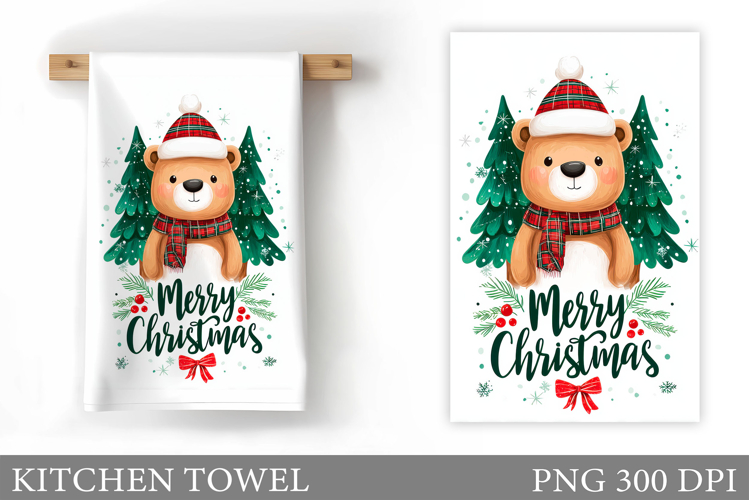 Christmas Bear Kitchen Towel. Christmas Kitchen Towel Design