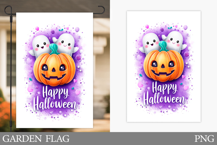 Halloween Pumpkin Garden Flag. Ghost Garden Flag Design