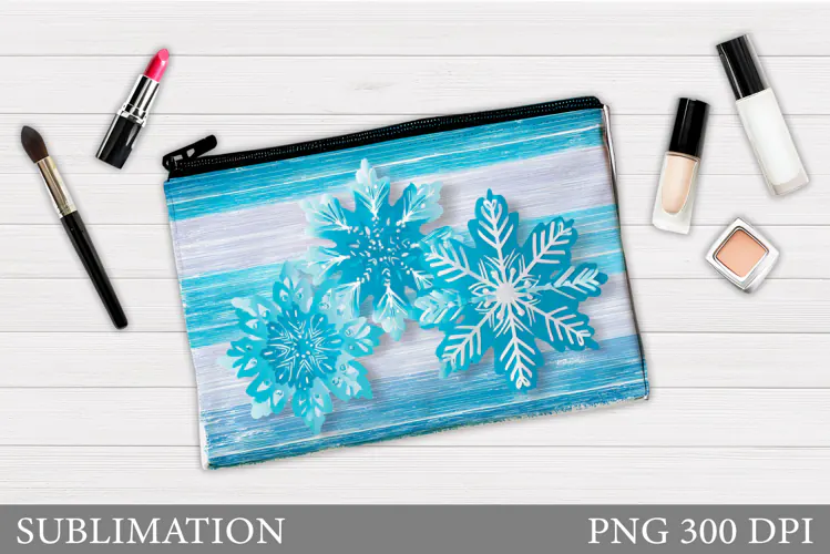 Snowflakes Makeup Bag. Christmas Makeup Bag Sublimation