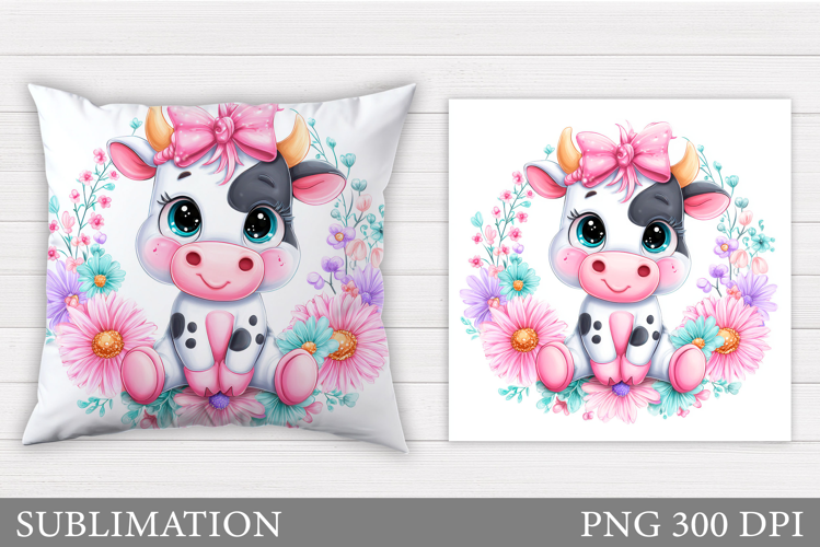 Cute Cow Pillow Design. Cute Cow Sublimation
