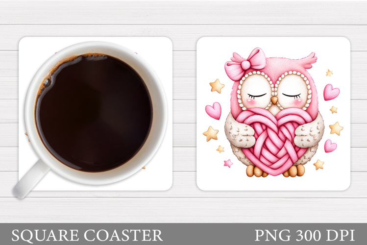 Valentines Owl Coaster Design. Valentine Coaster Sublimation