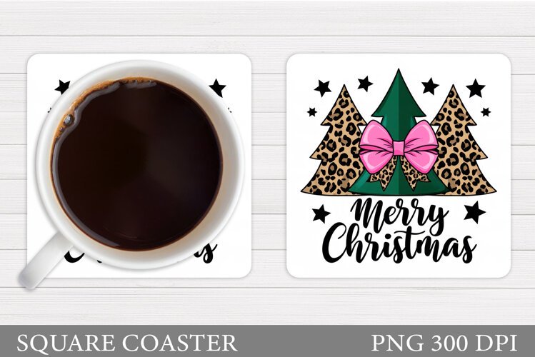 Christmas Tree Coaster Design. Christmas Coaster Sublimation example image 1