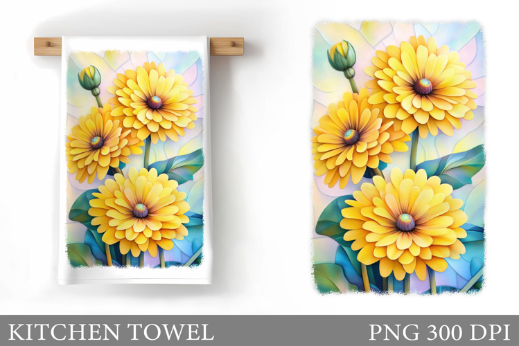 Dandelion Kitchen Towel. Floral Kitchen Towel Sublimation