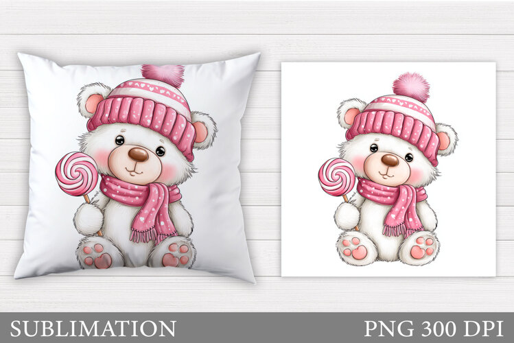 Cute Bear Pillow Design. Cute Bear Sublimation example image 1