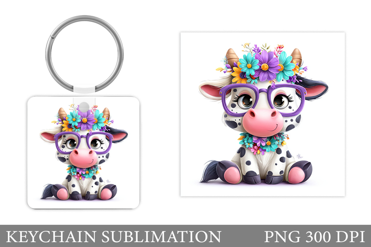 Cute Cow Keychain Design. Cute Cow Sublimation