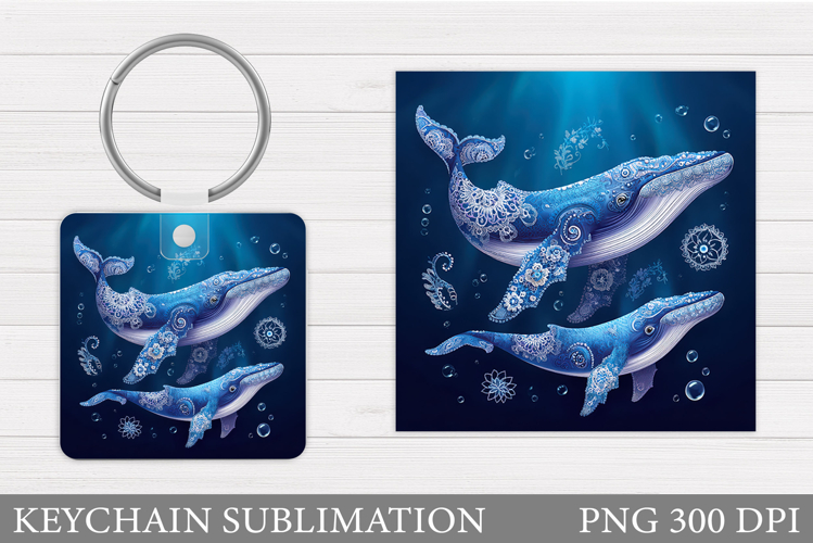 Whale Keychain Sublimation. Whale Sublimation