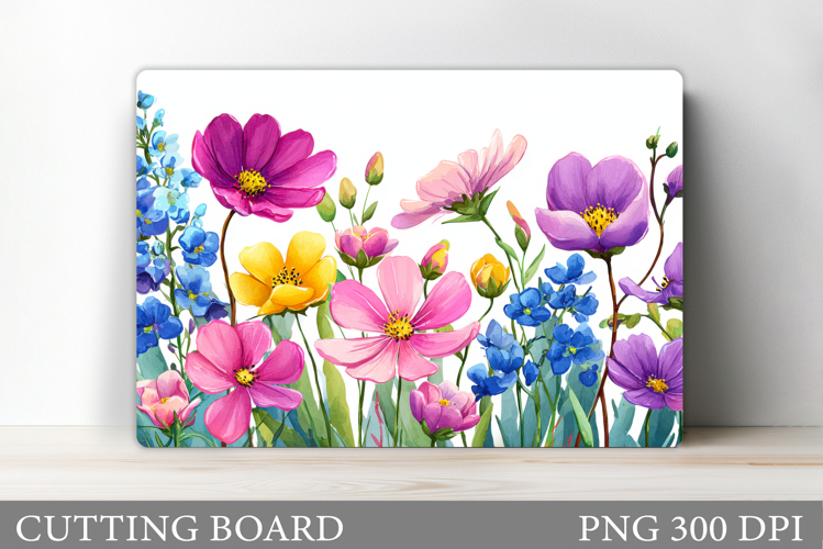 Flowers Cutting Board Sublimation. Wildflowers Cutting Board