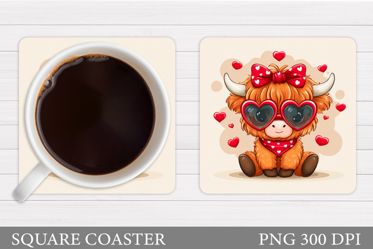 Valentines Cow Coaster Design. Valentines Square Coaster