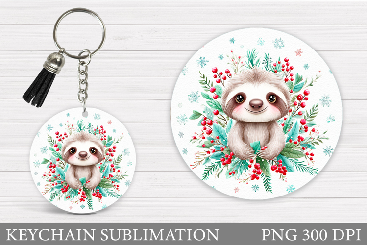 Christmas Sloth Keychain. Sloth Christmas Keychain Design