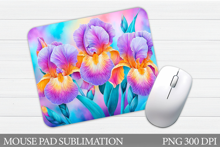 Irises Mouse Pad Sublimation. Flowers Mouse Pad Design