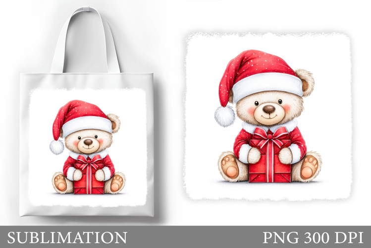 Christmas Bear Tote Bag. Christmas Tote Bag Sublimation